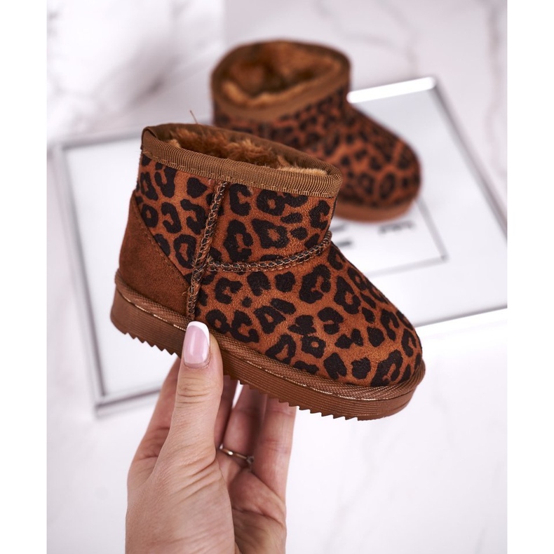 Botas de neve infantis quentes para crianças Pantherka Gooby castanho 2