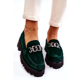 Sapatos de camurça feminina com decoração Laura Messi 2489 Green verde 3