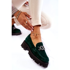 Sapatos de camurça feminina com decoração Laura Messi 2489 Green verde 6