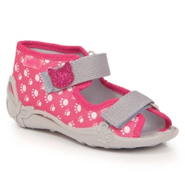 Chinelos de menina de velcro com chinelo de gato em Befado rosa 1