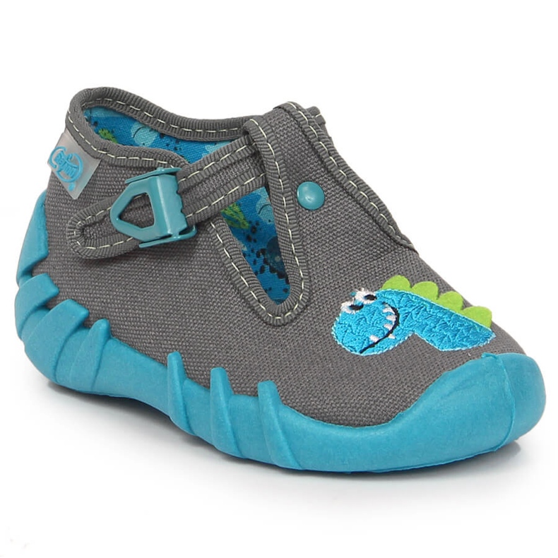 Chinelos menino fivela com dinossauro Befado cinza 1