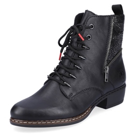 Rieker Y0800-00 botas femininas confortáveis ​​e isoladas com salto baixo preto 4