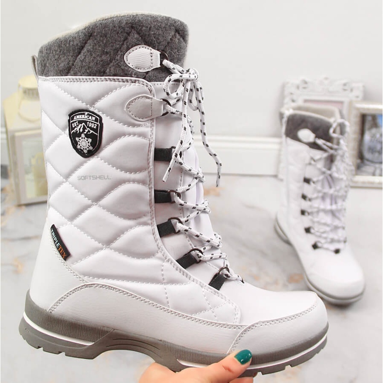 Botas de neve femininas impermeáveis ​​brancas de inverno American Club 22/08 branco 1