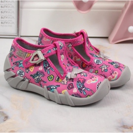 Chinelos de menina com fecho Befado rosa 1