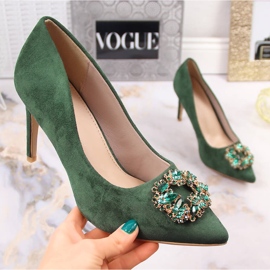 Salto de camurça verde com zircônias cúbicas Sabatina 1328-1 1