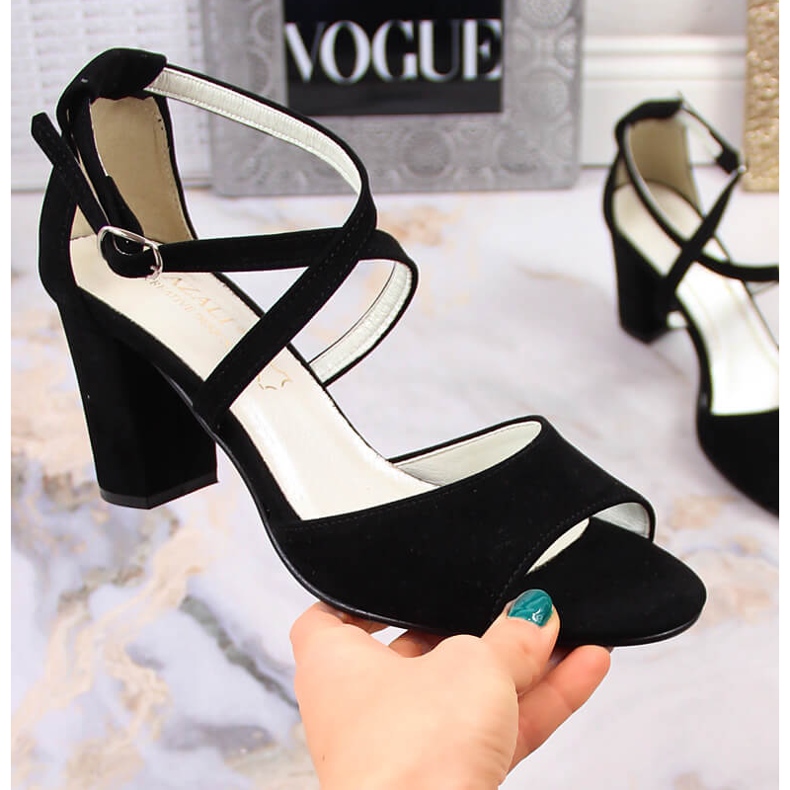 Sandálias de camurça pretas de mulher Azali 2941 preto 1