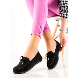 TRENDI Mocassins de camurça com laço preto 1
