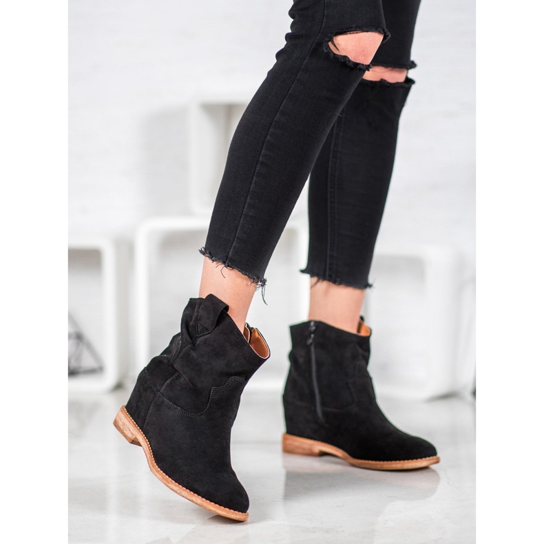 Bella Paris Botas de caubói em cunha preto 1