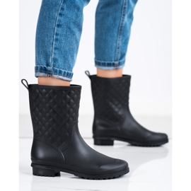 SHELOVET Botas de chuva acolchoadas na moda preto 2