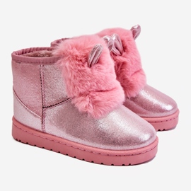Botas de Neve Infantil Aquecidas com Pêlo com Orelhas Rosa Betty 2 Botas de Neve Infantil Aquecidas com Pêlo com Orelhas Rosa Betty 2