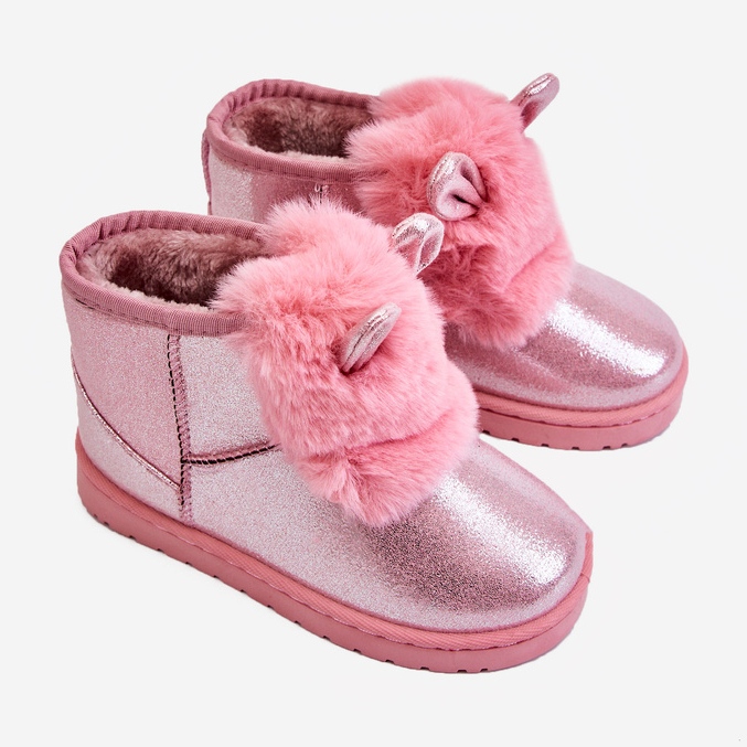 Botas de Neve Infantil Aquecidas com Pêlo com Orelhas Rosa Betty 1 Botas de Neve Infantil Aquecidas com Pêlo com Orelhas Rosa Betty 1