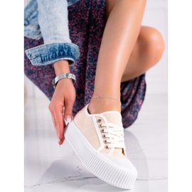 SHELOVET Tênis em uma ampla plataforma bege 1