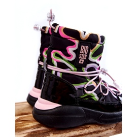 Botas de neve infantil com estampa W Big Star KK374099 preto-rosa 3
