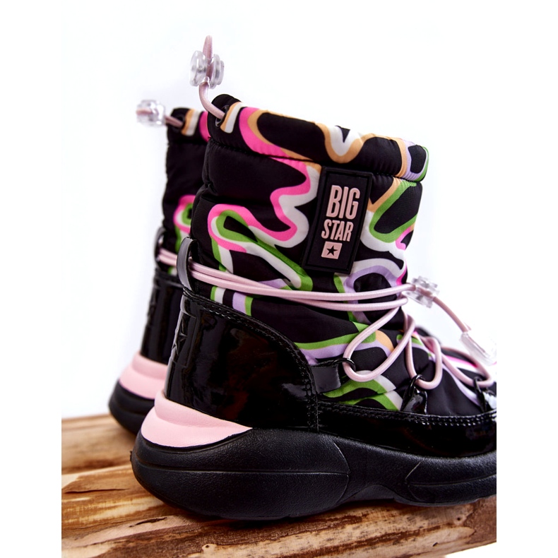 Botas de neve infantil com estampa W Big Star KK374099 preto-rosa 3