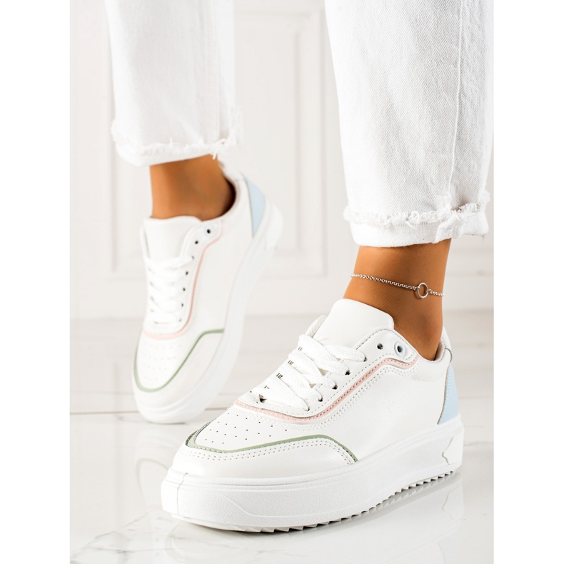 TRENDI Tênis com Inserção Colorida branco 1 TRENDI Tênis com Inserção Colorida branco 1