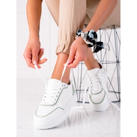 SHELOVET Tênis com inserção verde branco 1 SHELOVET Tênis com inserção verde branco 1