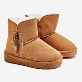 Botas de neve isoladas sem cadarço Camel Catellie infantil marrom 2