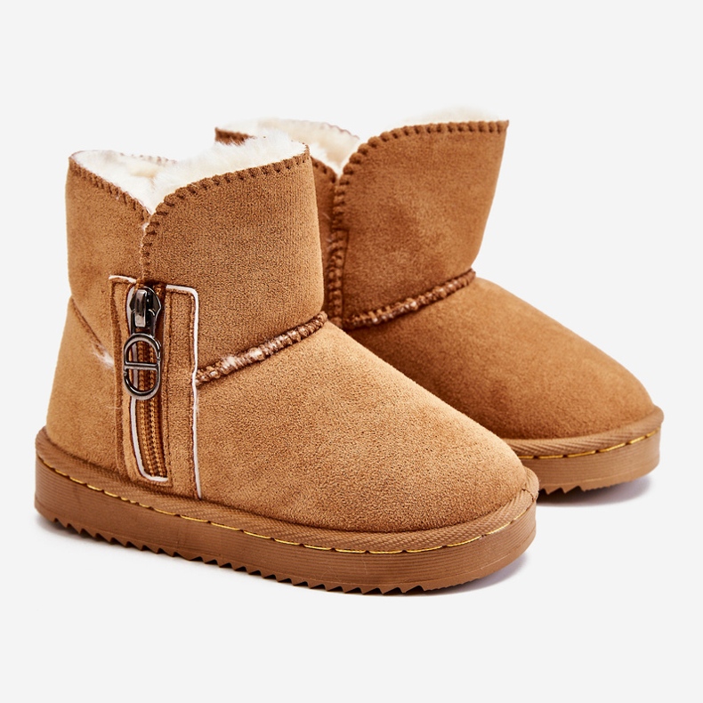 Botas de neve isoladas sem cadarço Camel Catellie infantil castanho 2