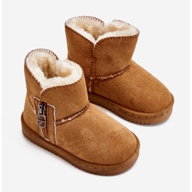 Botas de neve isoladas sem cadarço Camel Catellie infantil marrom 1