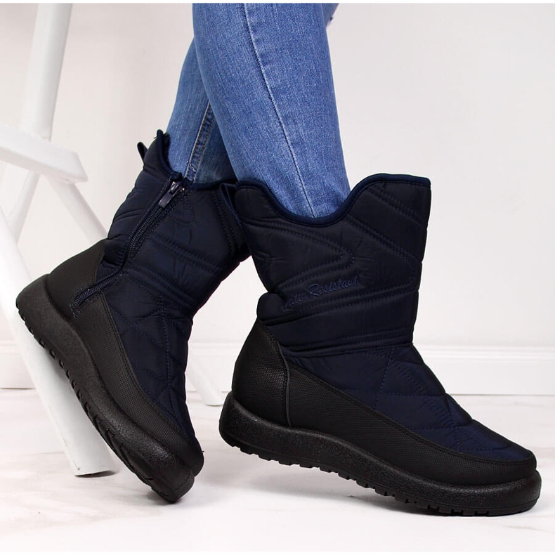 Botas de neve impermeáveis ​​de mulher, azul marinho NEWS 1