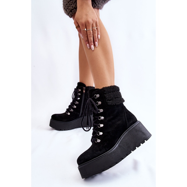 Botas de camurça femininas pretas Meniko preto 2
