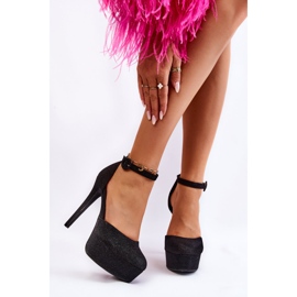 PA1 Sapatos de salto plataforma Jassie pretos brilhantes 1