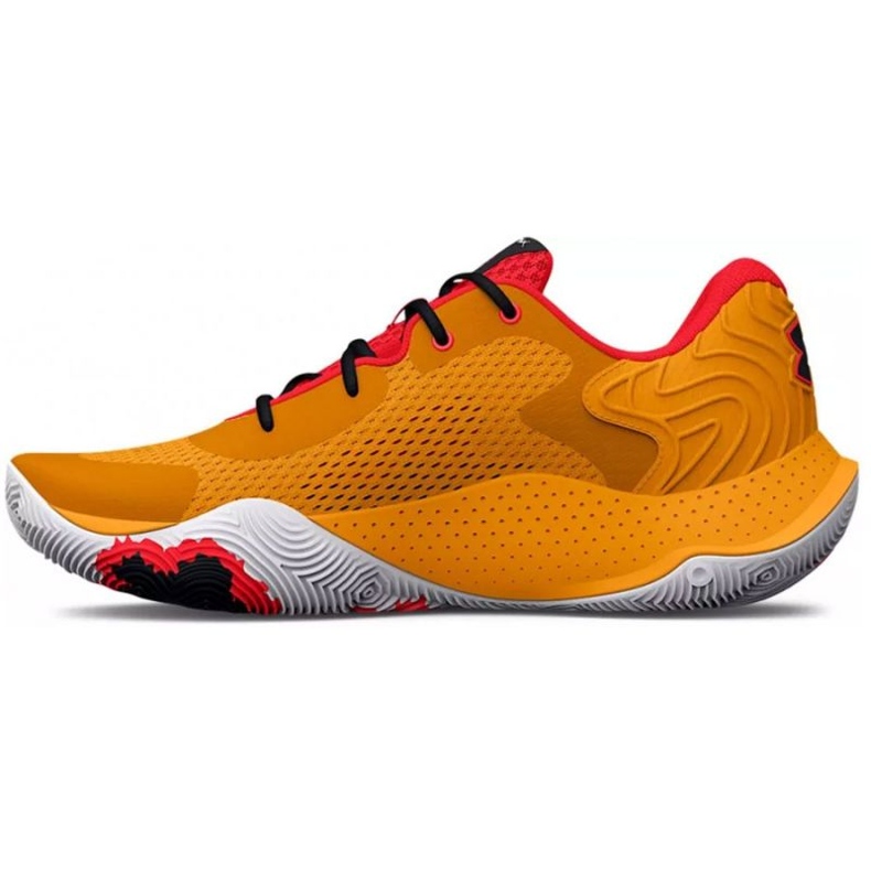 Under Armour Spawn 4 M 3024971 800 tênis de basquete multicolorido laranjas e vermelhos 1