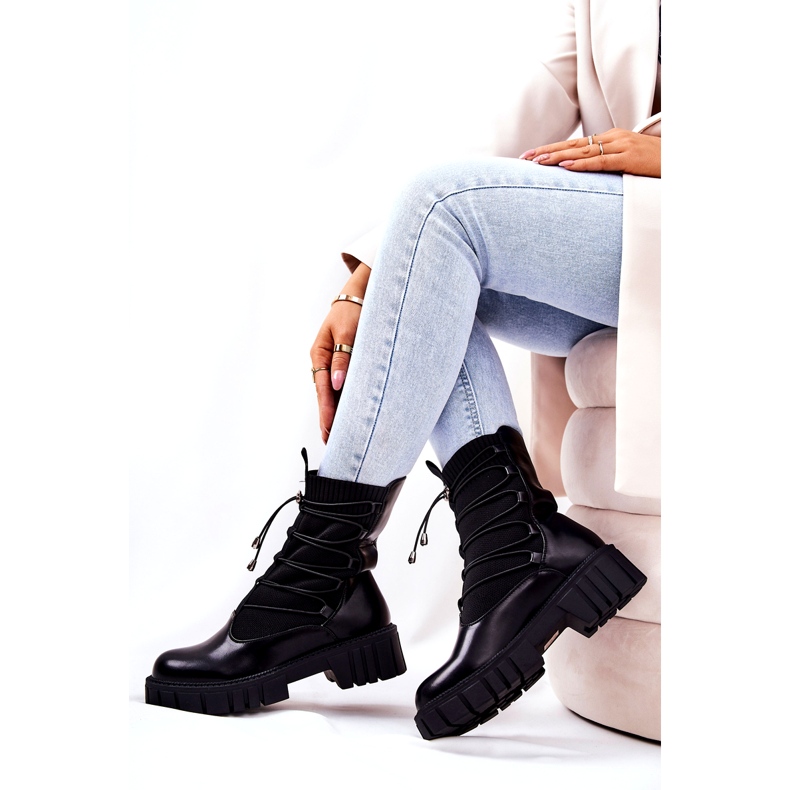 Botas femininas com meia Basido Basido preto 1