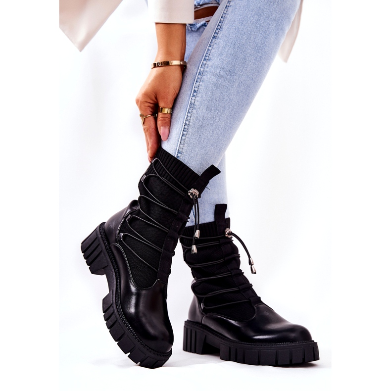 Botas femininas com meia Basido Basido preto 2