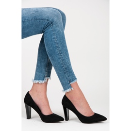 Yes Mile Bombas de camurça com poste lacado preto 1