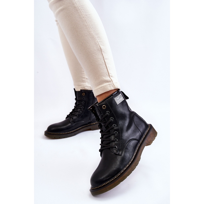 Botas quentes femininas de couro GOE II2N4053 pretas preto 2