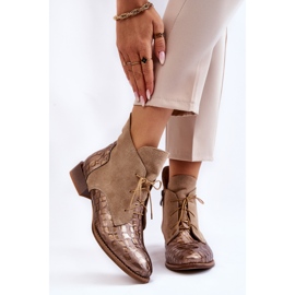 Botas Salto Baixo de Couro Maciejka 2878J-04 Bege 1