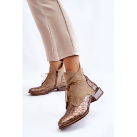 Botas Salto Baixo de Couro Maciejka 2878J-04 Bege 2