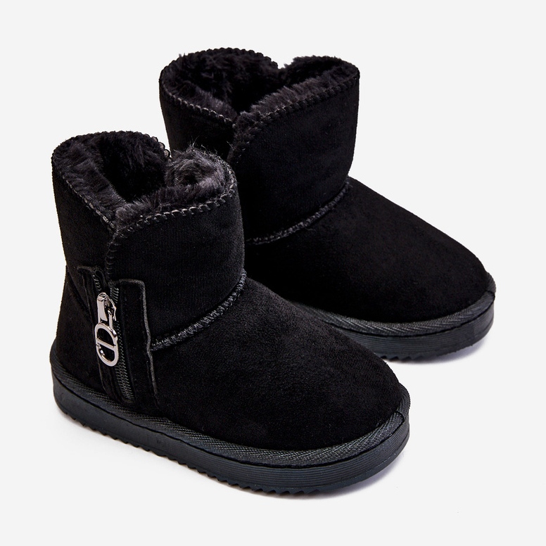 Botas de neve quentes sem cadarço infantis Catellie pretas preto 1 Botas de neve quentes sem cadarço infantis Catellie pretas preto 1