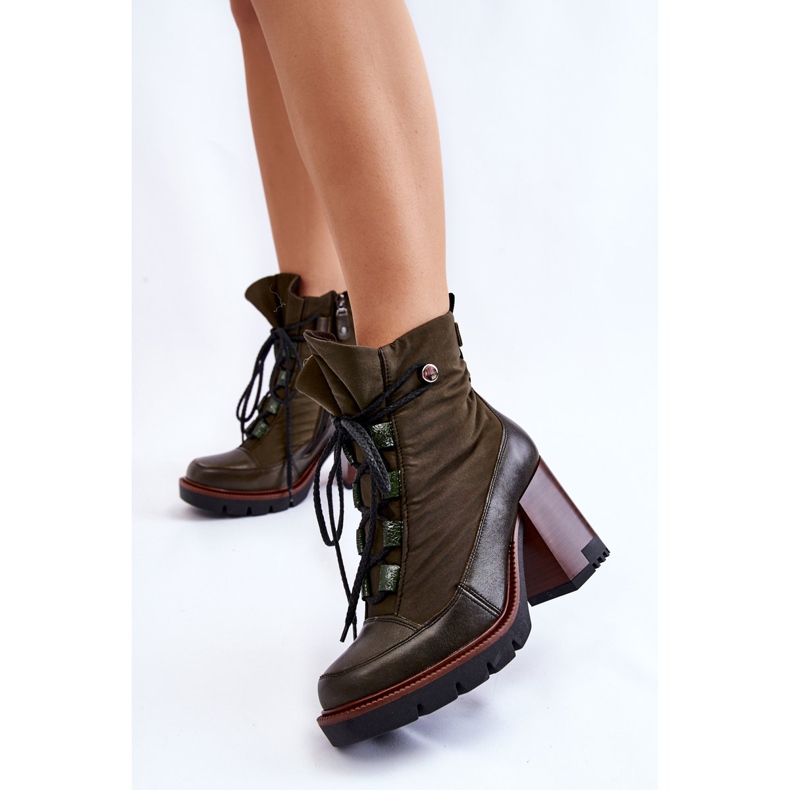 Botas de salto alto da moda Maciejka 05777-09 verde 2