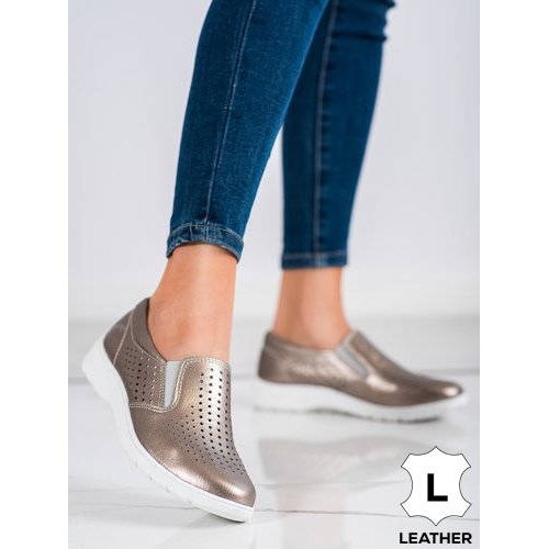 Kylie sapatos de couro dourado 2