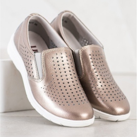 Kylie sapatos de couro dourado 1