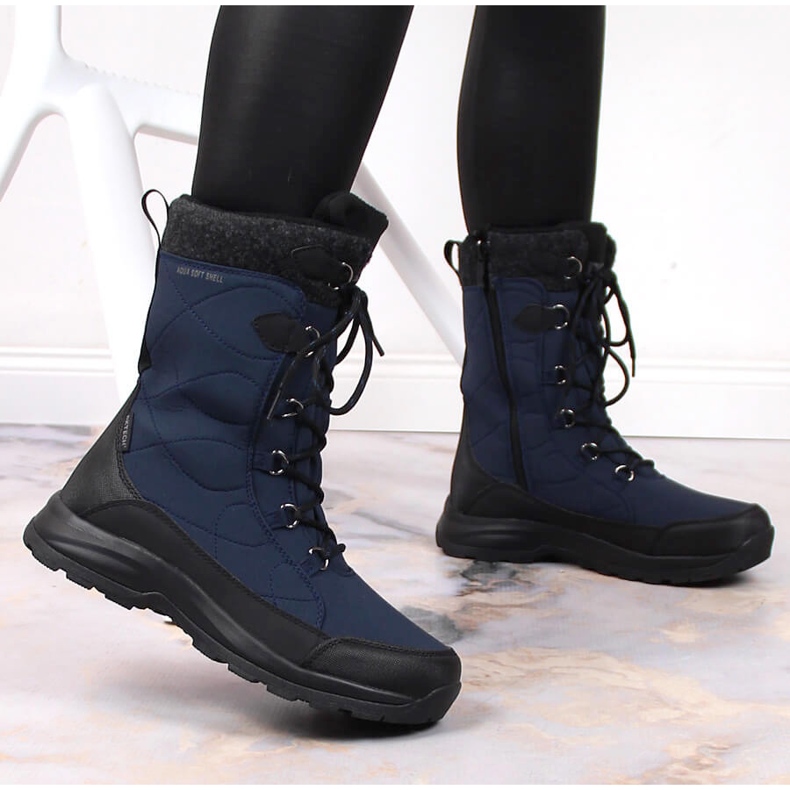 Botas de neve isoladas à prova de água de mulher azul marinho DK 2 Botas de neve isoladas à prova de água de mulher azul marinho DK 2