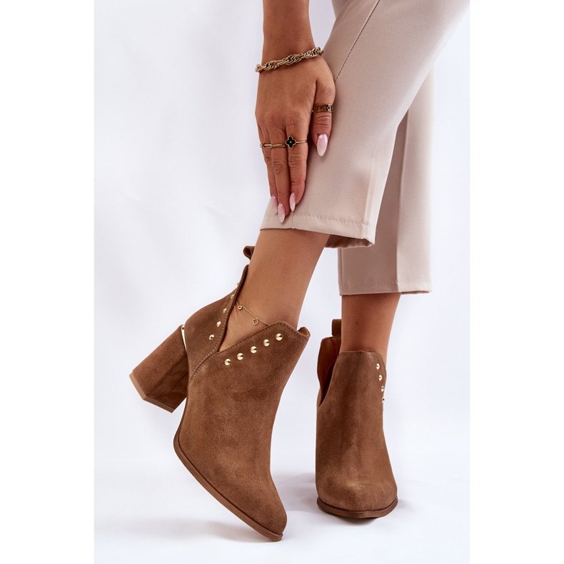 Lewski Shoes Botas femininas de camurça com recortes esquerdo 3075 Camel marrom 1