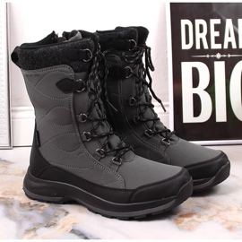 Botas de neve DK 2105 cinza à prova d'água com cadarço e zíper 2