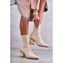 Seastar Botas Femininas com Meia Elástica Bege Carmon crua 2