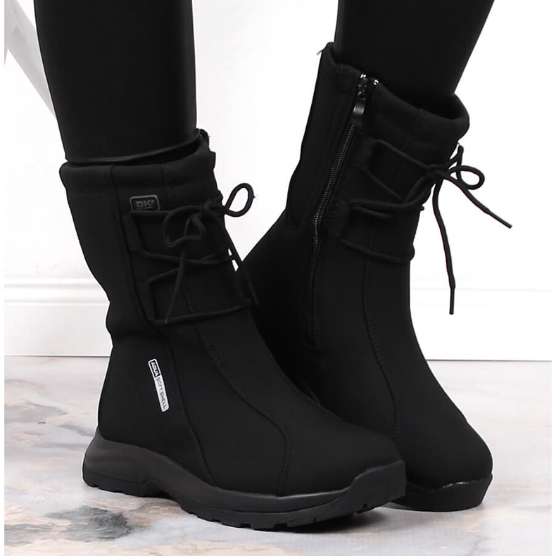 Botas de neve impermeáveis DK para mulher preto 2 Botas de neve impermeáveis DK para mulher preto 2