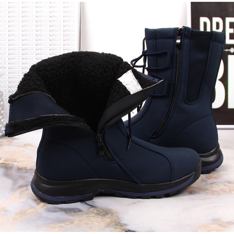 Botas de neve impermeáveis ​​de mulher, azul marinho DK 1