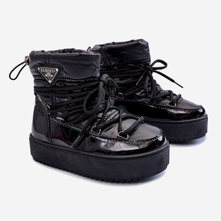 Botas de neve isoladas infantis pretas Colina preto 1 Botas de neve isoladas infantis pretas Colina preto 1