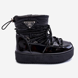 Botas de neve isoladas infantis pretas Colina preto 2 Botas de neve isoladas infantis pretas Colina preto 2