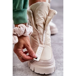 PM1 Botas femininas de neve quentes bege com zíper Marit 3