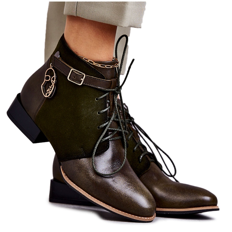 Botas femininas de couro Maciejka 5743A-09 Botas verdes 2