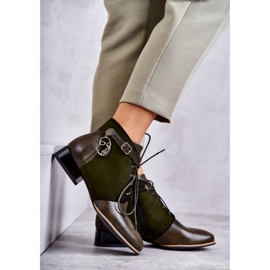 Botas femininas de couro Maciejka 5743A-09 Botas verdes 1