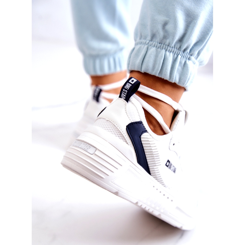 Tênis da moda tênis esportivo Big Star JJ274596 branco azul marinho 2