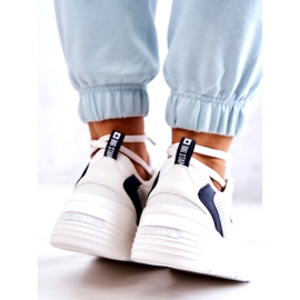 Tênis da moda tênis esportivo Big Star JJ274596 branco azul marinho 3